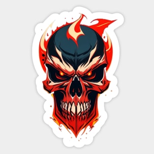 Blazing Inferno: The Fiery Skull Sticker